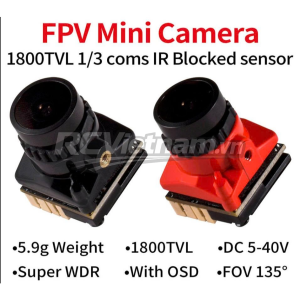 FPV Camera 1800TVL 5MP 2.1mm 1 / 3 coms Cảm Biến Cho RC FPV Racing Drone