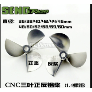 Chân vịt 3 lá CNC nhôm Pitch 1.4 kích thước 4.76x44-50mm phù hợp cho tầu đua, tầu racing điều khiển từ xa
