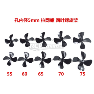Chân vịt nhựa 4 lá lỗ trục 4mm kích thươc 50mm, 55mm, 60mm các loại thuận nghịch chế tầu thuyền